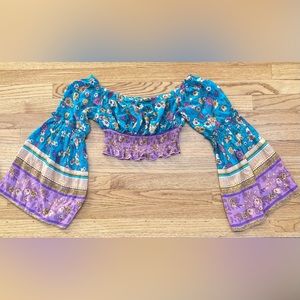 Cropped bell sleeve top